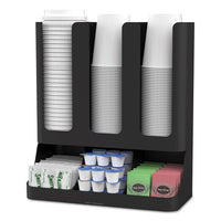 Flume Six-section Upright Coffee Condiment-cup Organizer, Black, 11.5 X 6.5 X 15