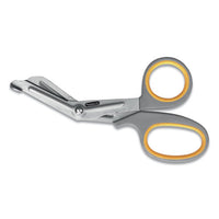 Titanium-bonded Angled Medical Shears, 7" Long, 3" Cut Length, Gray-yellow Offset Handle
