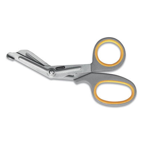 Titanium-bonded Angled Medical Shears, 7" Long, 3" Cut Length, Gray-yellow Offset Handle