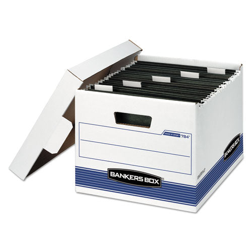 Hang'n'stor Medium-duty Storage Boxes, Letter Files, 12.63" X 15.63" X 10", White-blue, 4-carton
