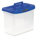 Heavy-duty Portable File Box, Letter Files, 14.25" X 8.63" X 11.06", Clear-blue