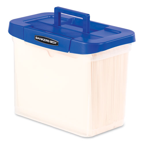 Heavy-duty Portable File Box, Letter Files, 14.25" X 8.63" X 11.06", Clear-blue