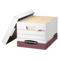 R-kive Heavy-duty Storage Boxes, Letter-legal Files, 12.75" X 16.5" X 10.38", White-red, 12-carton