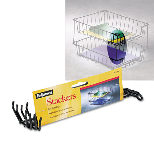 Desk Tray Stacking Posts For 5" Capacity Trays, Black, Four Posts-set