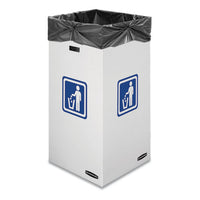 Waste And Recycling Bin, 50 Gal, White, 10-carton