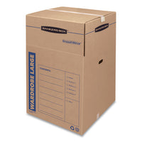 Smoothmove Wardrobe Box, Regular Slotted Container (rsc), 24" X 24" X 40", Brown Kraft-blue, 3-carton