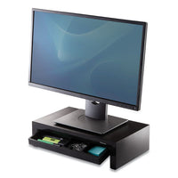 Adjustable Monitor Riser With Storage Tray, 16 X 9 3-8 X 6, Black Pearl