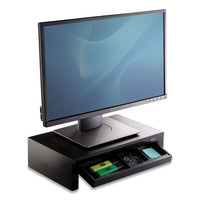 Adjustable Monitor Riser With Storage Tray, 16 X 9 3-8 X 6, Black Pearl