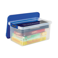 Latch Lid Storage Bin, 22.38" X 14.19" X 10.63", Clear-blue