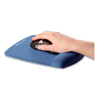 Plushtouch Mouse Pad With Wrist Rest, Foam, Blue, 7 1-4 X 9-3-8