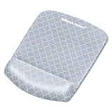 Plushtouch Mouse Pad With Wrist Rest, 7 1-4 X 9 3-8 X 1, Gray-white Lattice