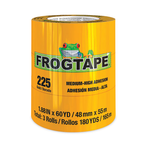 Frogtape Performance Grade Masking Tape, 3" Core, 1.88" X 60 Yds, Gold, 3-pack, 8 Packs-carton