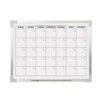 Framed Calendar Dry Erase Board, 24 X 18, White, Silver Aluminum Frame