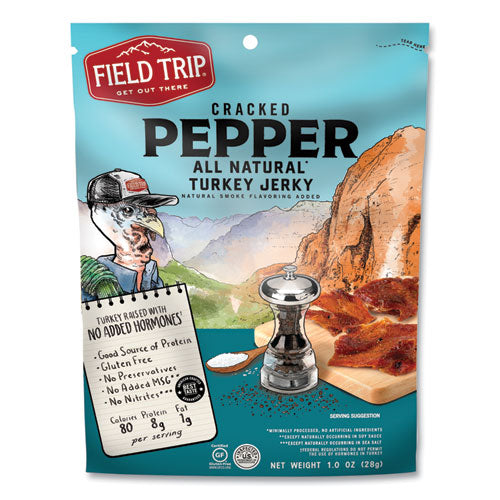 Turkey Jerky, Cracked Pepper Turkey, 2.2 Oz Bag, 12 Bags-carton