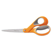 Home And Office Scissors, 8" Long, 3.5" Cut Length, Orange-gray Offset Handle