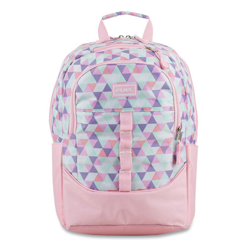 Geometric Backpack, Fits Device Up To 15.9", 12.5 X 7.63 X 18, Pink-purple