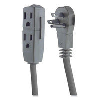 Three Outlet Power Strip, 8 Ft Cord, Gray