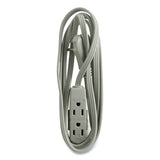 Three Outlet Power Strip, 8 Ft Cord, Gray
