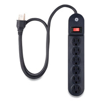 Heavy Duty Six Outlet Power Strip, 3 Ft Cord, Black
