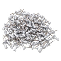 Aluminum Head Push Pins, Aluminum, Silver, 1-2", 100-box