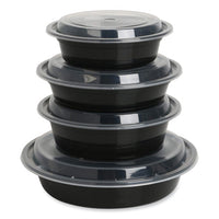 Food Container, 16 Oz, 6.29 X 6.29 X 1.96, Black/clear, Plastic, 150/carton