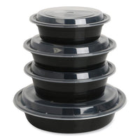 Food Container, 24 Oz, 7.28 X 7.28 X 1.96, Black/clear, Plastic, 150/carton