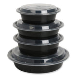 Food Container, 24 Oz, 7.28 X 7.28 X 1.96, Black/clear, Plastic, 150/carton