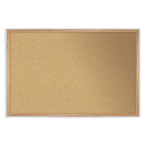 Natural Cork Bulletin Board With Frame, 36 X 24, Tan Surface, Natural Oak Frame, Ships In 7-10 Business Days