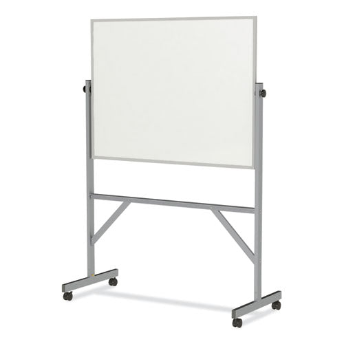 Reversible Magnetic Porcelain Whiteboard, Satin Aluminum Frame, 53.25 X 72.25, White Surface, Ships In 7-10 Business Days