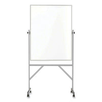 Reversible Magnetic Porcelain Whiteboard With Satin Aluminum Frame And Stand, 36 X 48, White Surface, Ships In 7-10 Bus Days