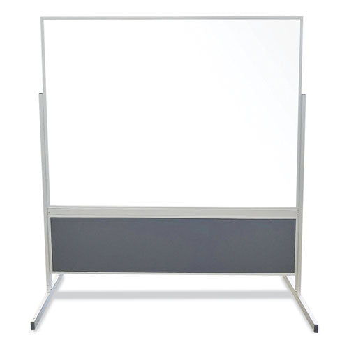 Double-sided Magnetic Porcelain Whiteboard, Caramel Vinyl Tackboard W/aluminum Frame, 50.5x72.88, Ships In 7-10 Business Days