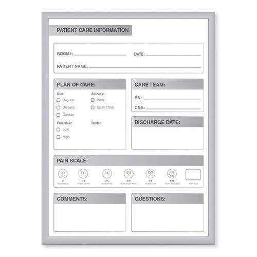 Patient Room Magnetic Whiteboard, 18.5 X 24.5, White/gray Surface, Satin Aluminum Frame, Ships In 7-10 Business Days