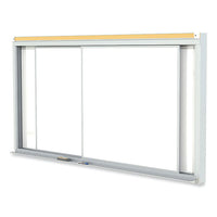 Horizontal Sliding Porcelain Magnetic Whiteboard, 120 X 48, White Surface, Satin Aluminum Frame, Ships In 7-10 Business Days