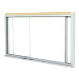 Horizontal Sliding Porcelain Magnetic Whiteboard, 120 X 48, White Surface, Satin Aluminum Frame, Ships In 7-10 Business Days