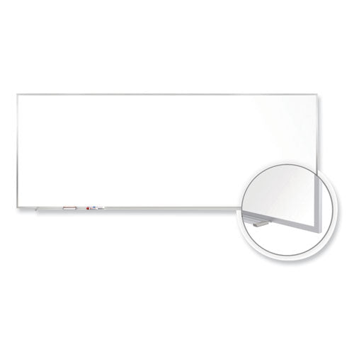 Magnetic Porcelain Whiteboard With Satin Aluminum Frame, 144.5 X 48.5, White Surface, Ships In 7-10 Business Days