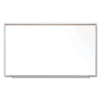 Magnetic Porcelain Whiteboard With Satin Aluminum Frame And Map Rail, 96.53 X 60.47, White Surface, Ships In 7-10 Bus Days