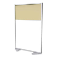 Floor Partition With Aluminum Frame And 2 Split Panel Infill, 48.06 X 2.04 X 71.86, White/carmel, Ships In 7-10 Business Days