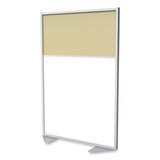 Floor Partition With Aluminum Frame And 2 Split Panel Infill, 48.06 X 2.04 X 71.86, White/carmel, Ships In 7-10 Business Days