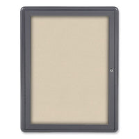 Ovation 1 Door Enclosed Beige Fabric Bulletin Board W/gray Frame, 24.13x33.75, Aluminum Frame, Ships In 7-10 Business Days