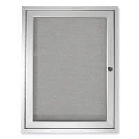 1 Door Enclosed Vinyl Bulletin Board With Satin Aluminum Frame, 18 X 24, Silver Surface, Ships In 7-10 Business Days