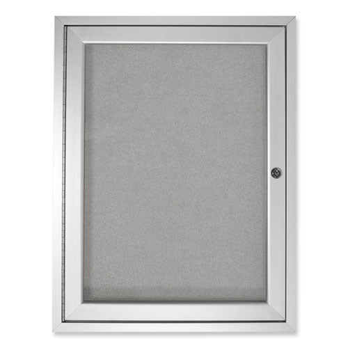 1 Door Enclosed Vinyl Bulletin Board With Satin Aluminum Frame, 18 X 24, Silver Surface, Ships In 7-10 Business Days