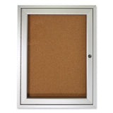 1 Door Enclosed Natural Cork Bulletin Board With Satin Aluminum Frame, 24 X 36, Tan Surface, Ships In 7-10 Business Days