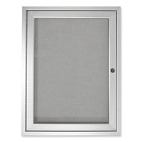 1 Door Enclosed Vinyl Bulletin Board With Satin Aluminum Frame, 24 X 36, Silver Surface, Ships In 7-10 Business Days