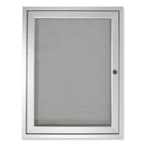 1 Door Enclosed Vinyl Bulletin Board With Satin Aluminum Frame, 24 X 36, Silver Surface, Ships In 7-10 Business Days