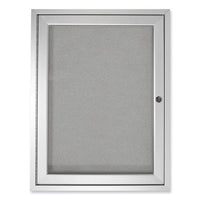 1 Door Enclosed Vinyl Bulletin Board With Satin Aluminum Frame, 30 X 36, Silver Surface, Ships In 7-10 Business Days