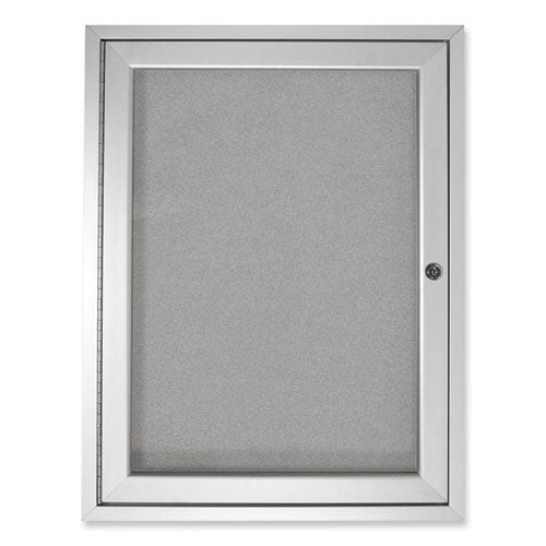 1 Door Enclosed Vinyl Bulletin Board With Satin Aluminum Frame, 30 X 36, Silver Surface, Ships In 7-10 Business Days