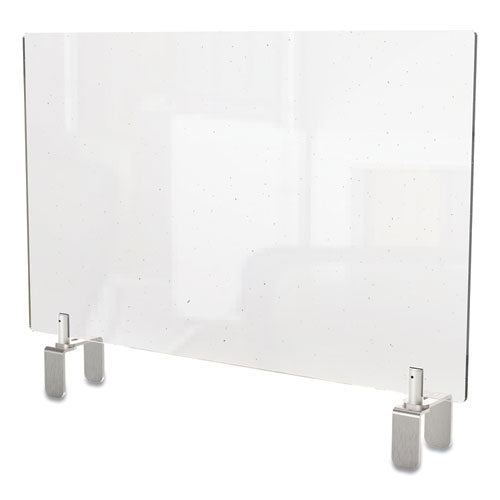 Clear Partition Extender With Attached Clamp, 36 X 3.88 X 18, Thermoplastic Sheeting