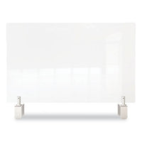 Clear Partition Extender With Attached Clamp, 42 X 3.88 X 18, Thermoplastic Sheeting