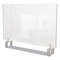 Clear Partition Extender With Attached Clamp, 42 X 3.88 X 24, Thermoplastic Sheeting