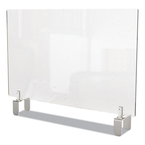 Clear Partition Extender With Attached Clamp, 42 X 3.88 X 24, Thermoplastic Sheeting